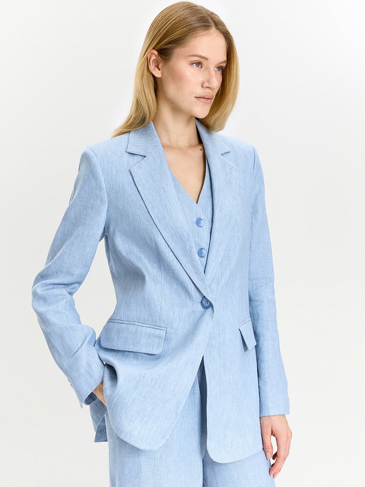 Однобортный жакет изо льна