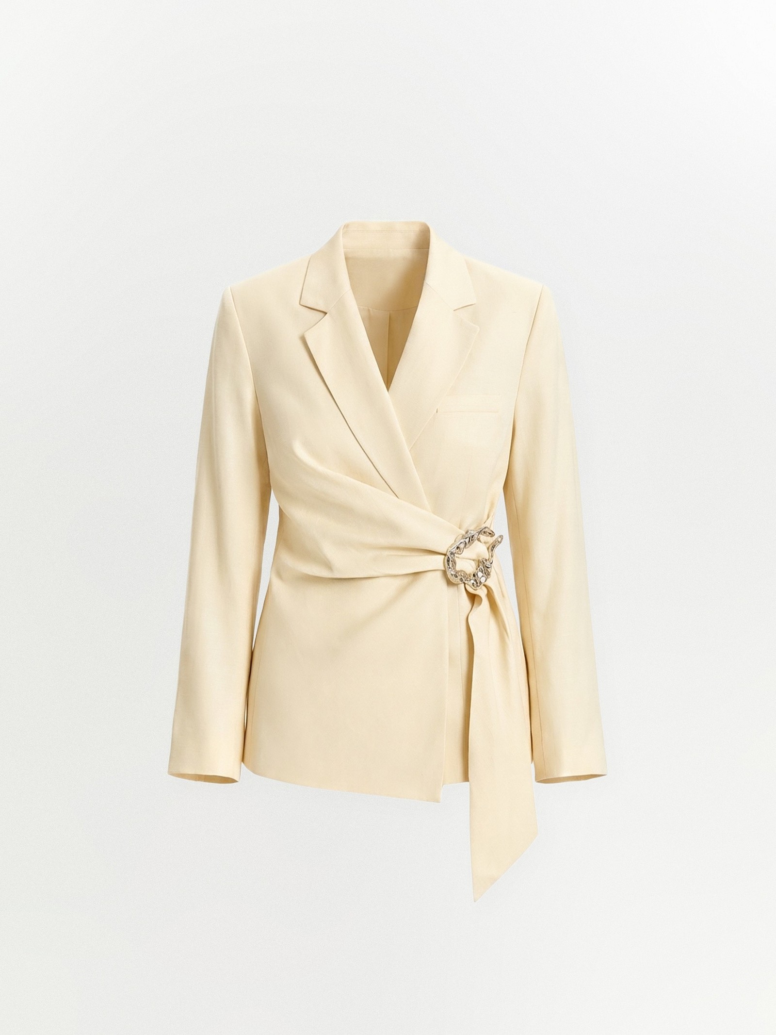 Жакет с поясом на запах с добавлением льна