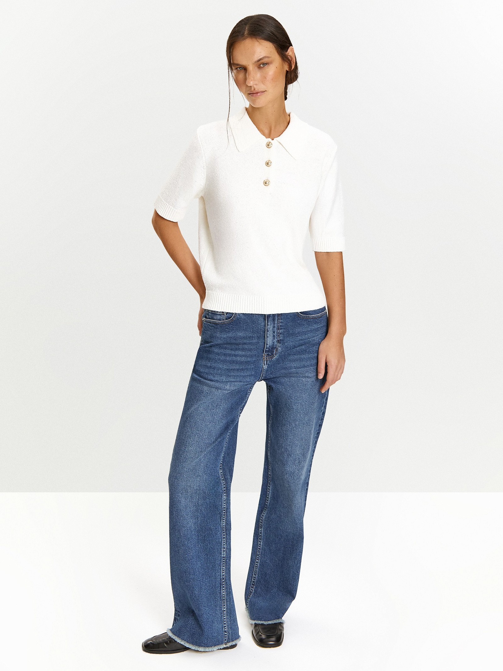 Джемпер с коротким рукавом из хлопка