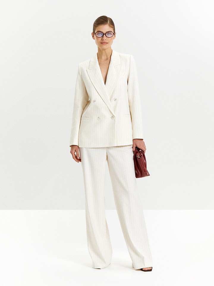 Брюки широкого кроя в полоску