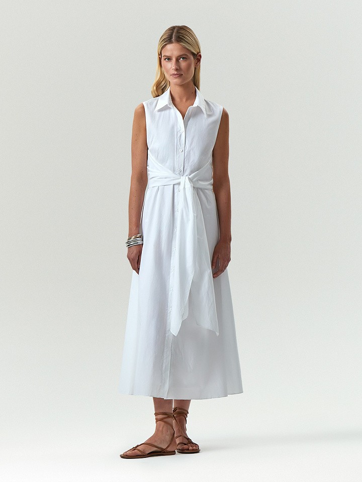 Платье-рубашка миди без рукавов
