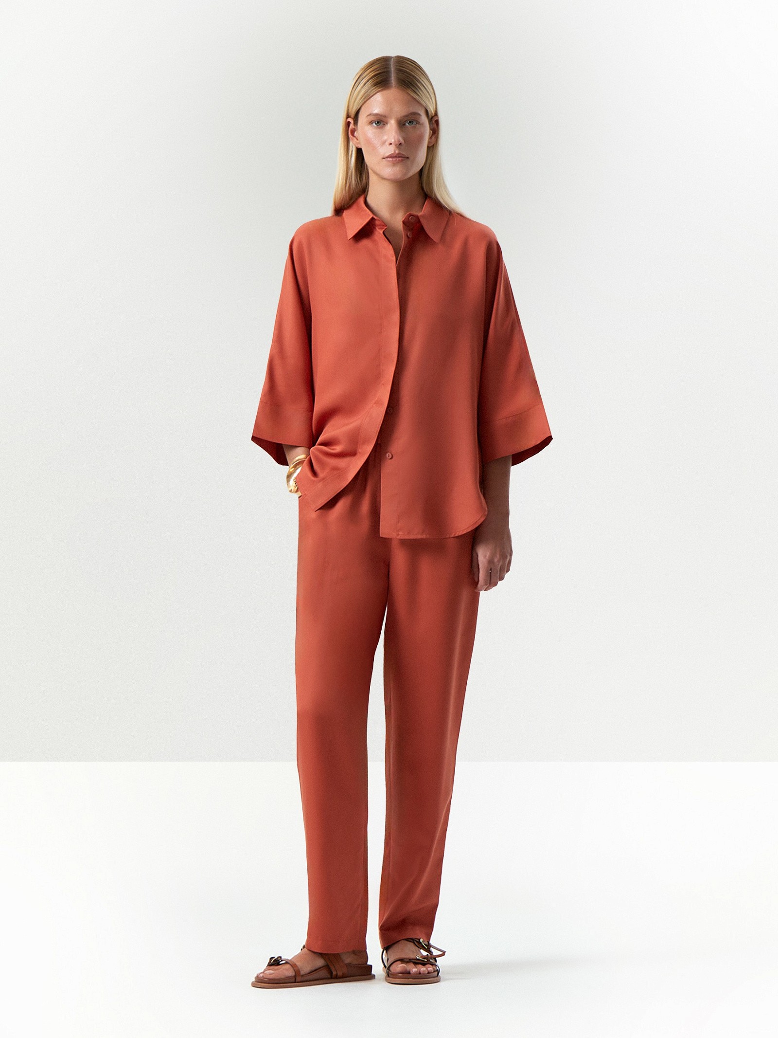 Брюки зауженного кроя из 100% тенсела