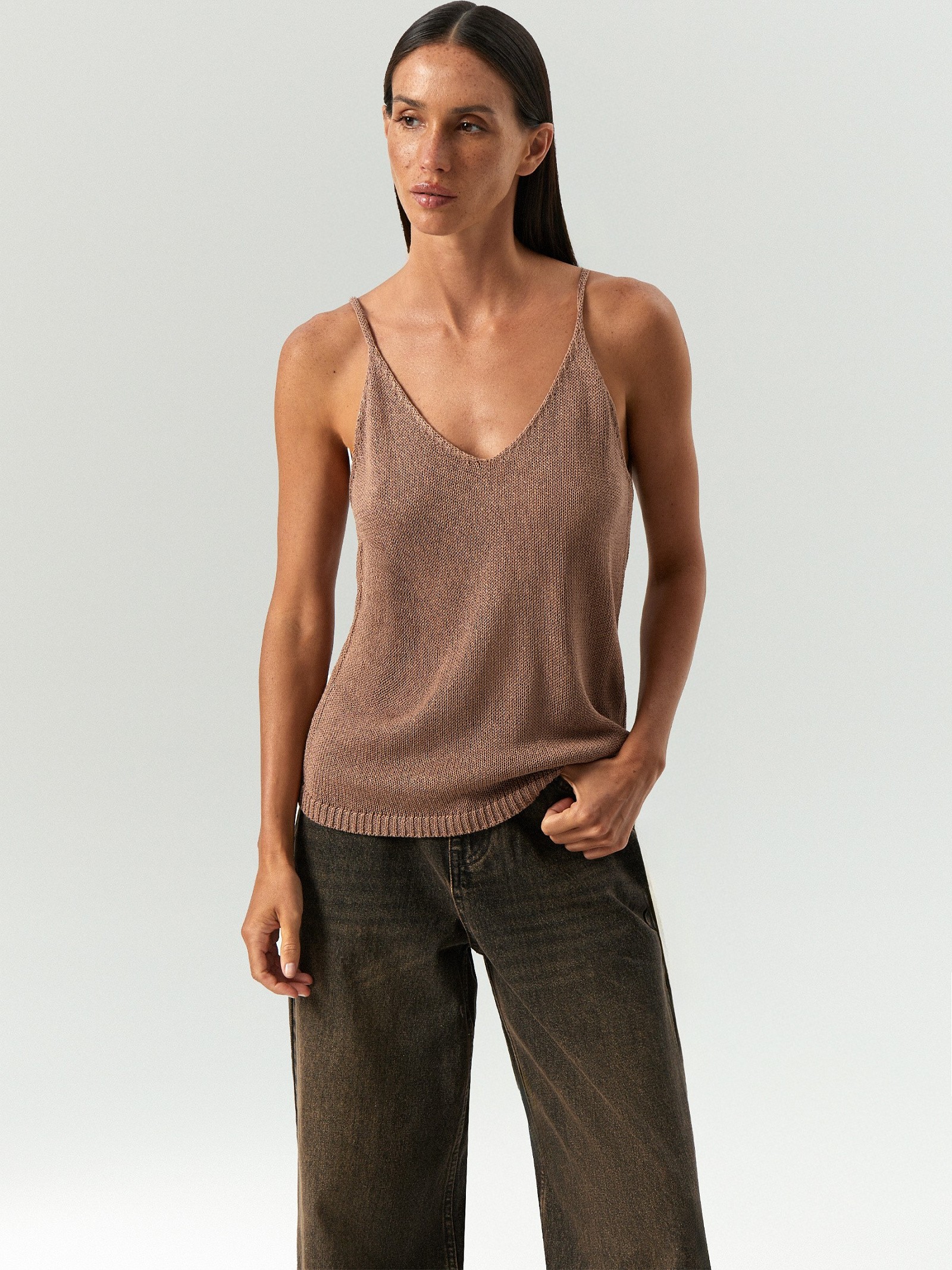 Трикотажный топ с металлизированной нитью