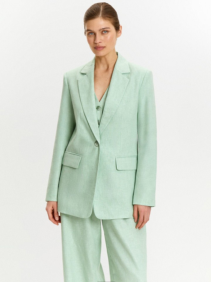 Однобортный жакет изо льна