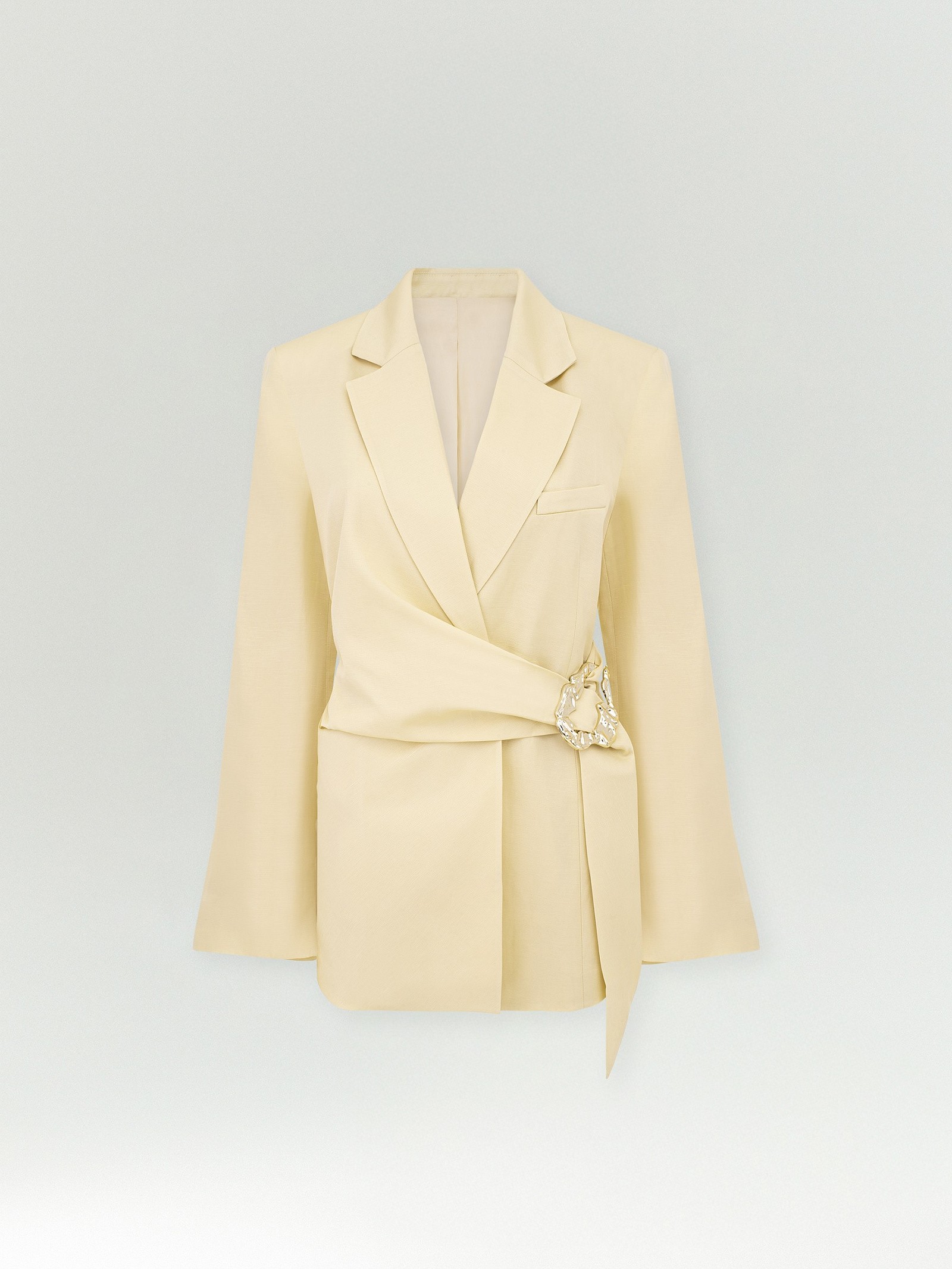 Жакет с поясом на запах с добавлением льна