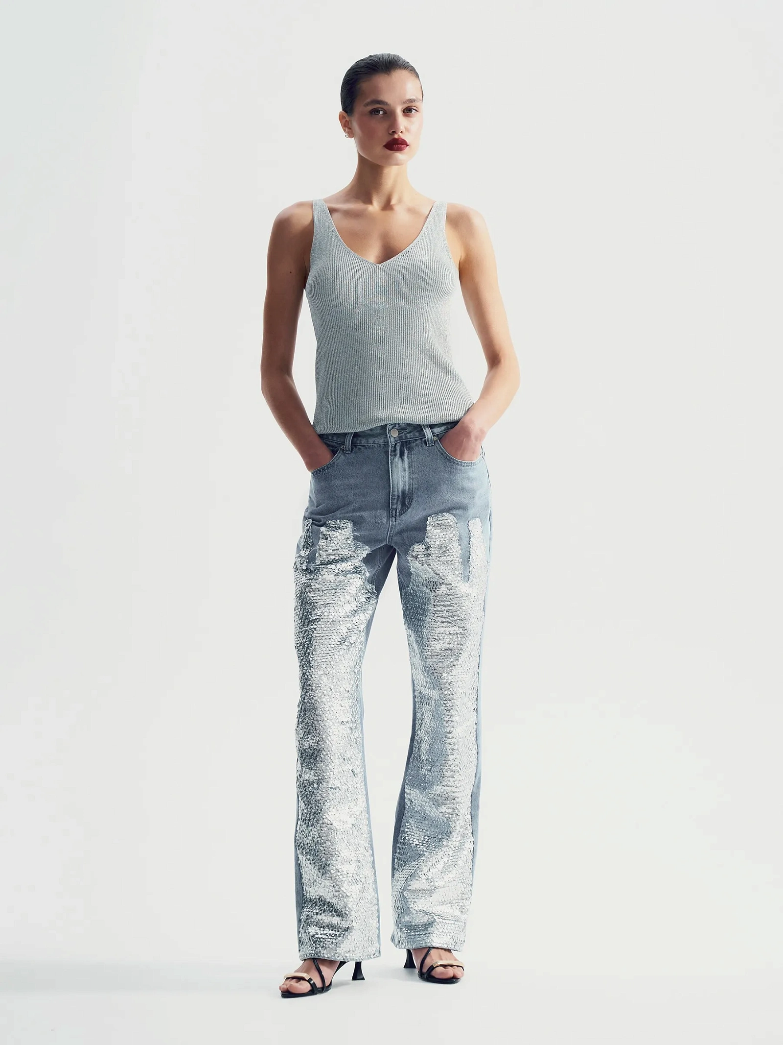 Трикотажный топ с металлизированной нитью