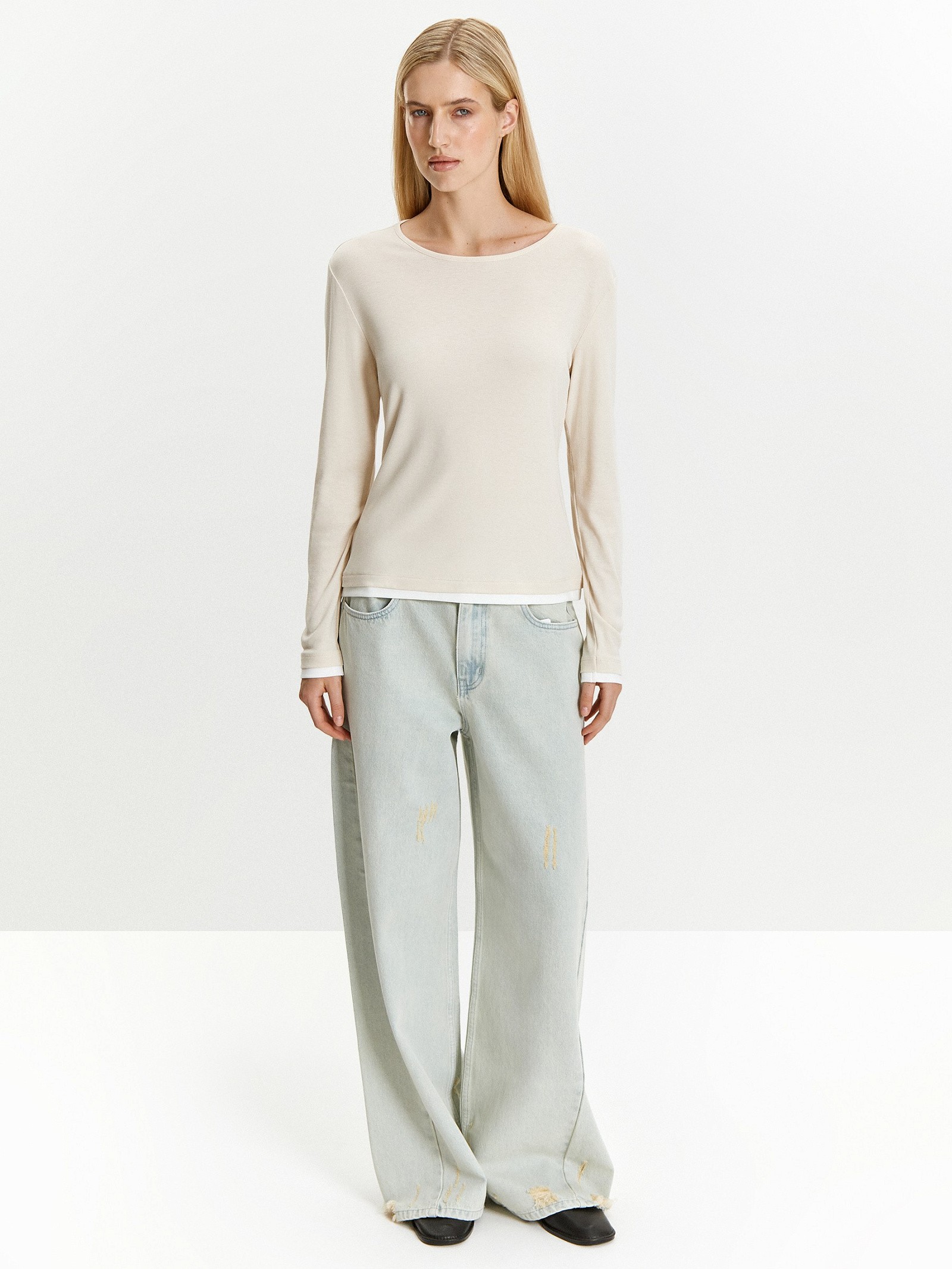 Лонгслив однотонный из вискозы