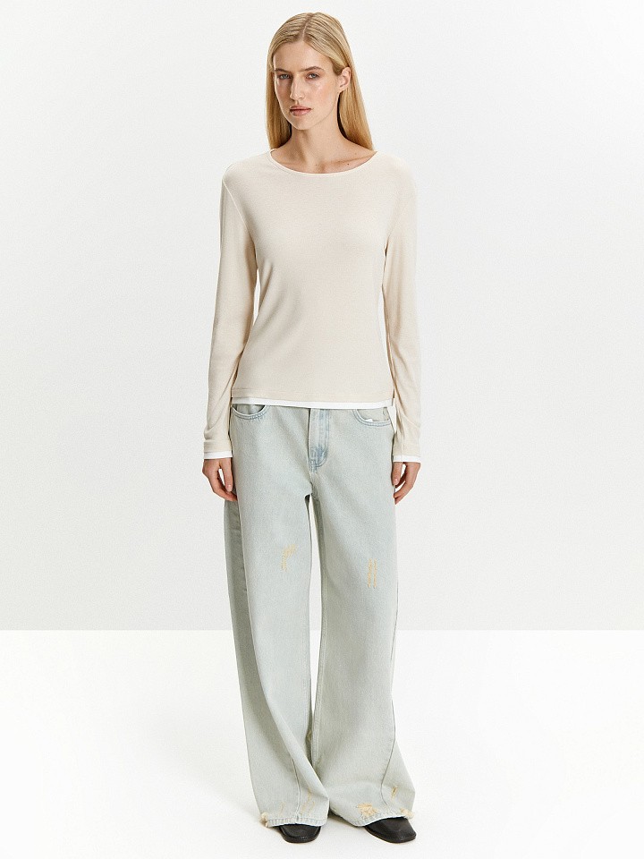 Лонгслив однотонный из вискозы