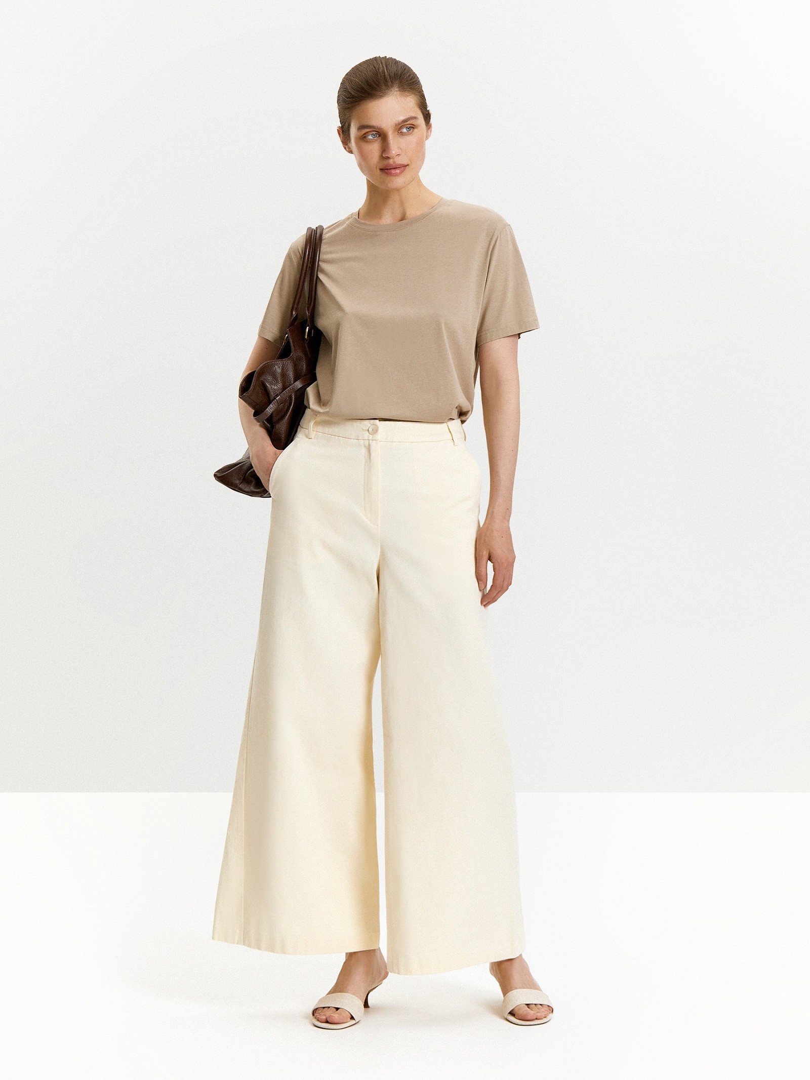 Брюки широкого кроя из 100% хлопка