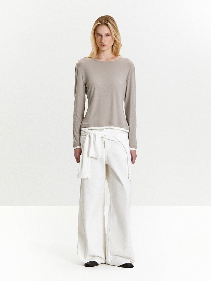 Лонгслив однотонный из вискозы