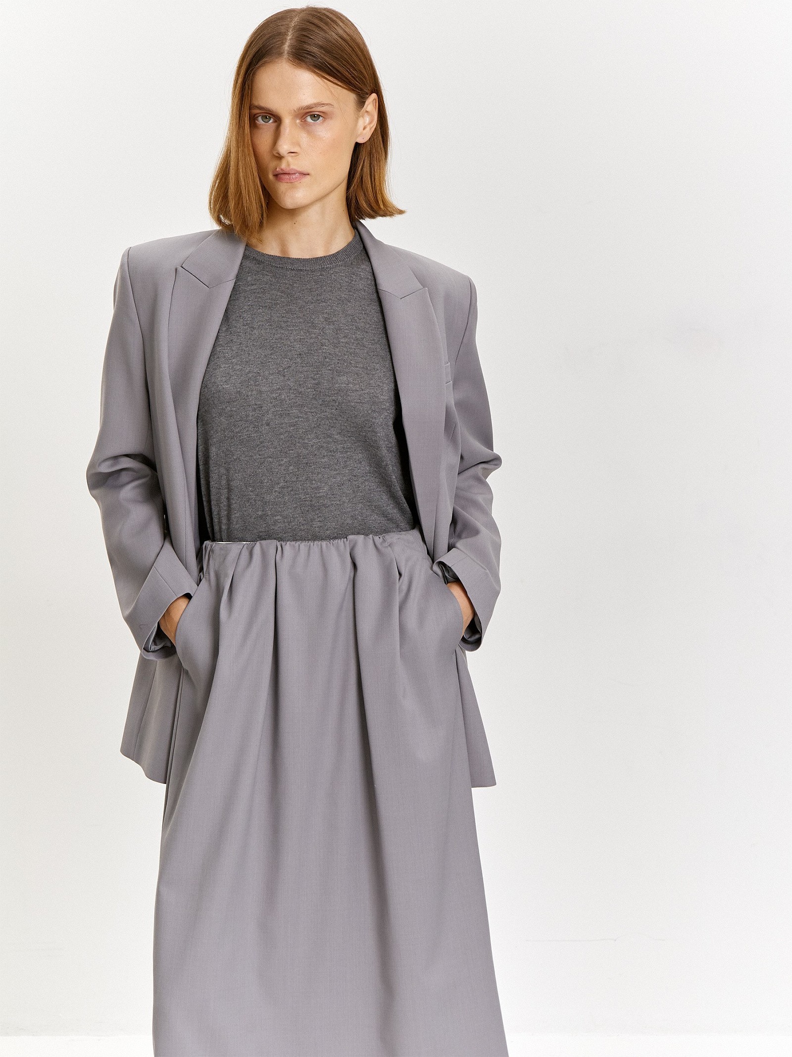 Юбка миди на резинке из костюмной шерсти