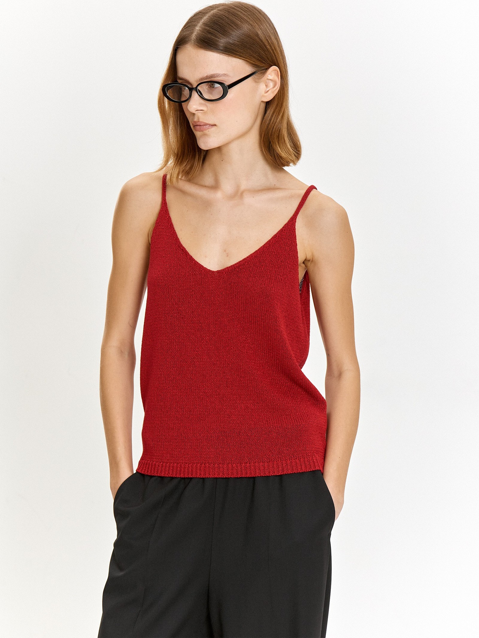 Трикотажный топ с металлизированной нитью