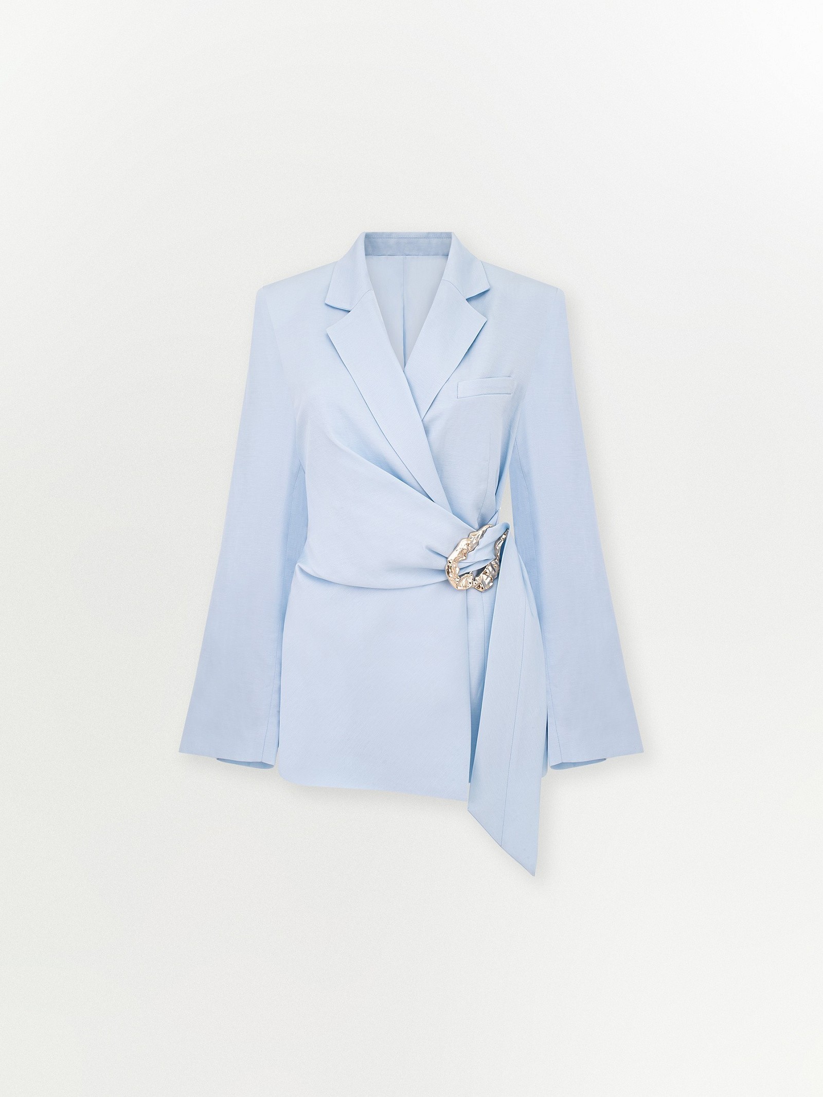 Жакет с поясом на запах с добавлением льна