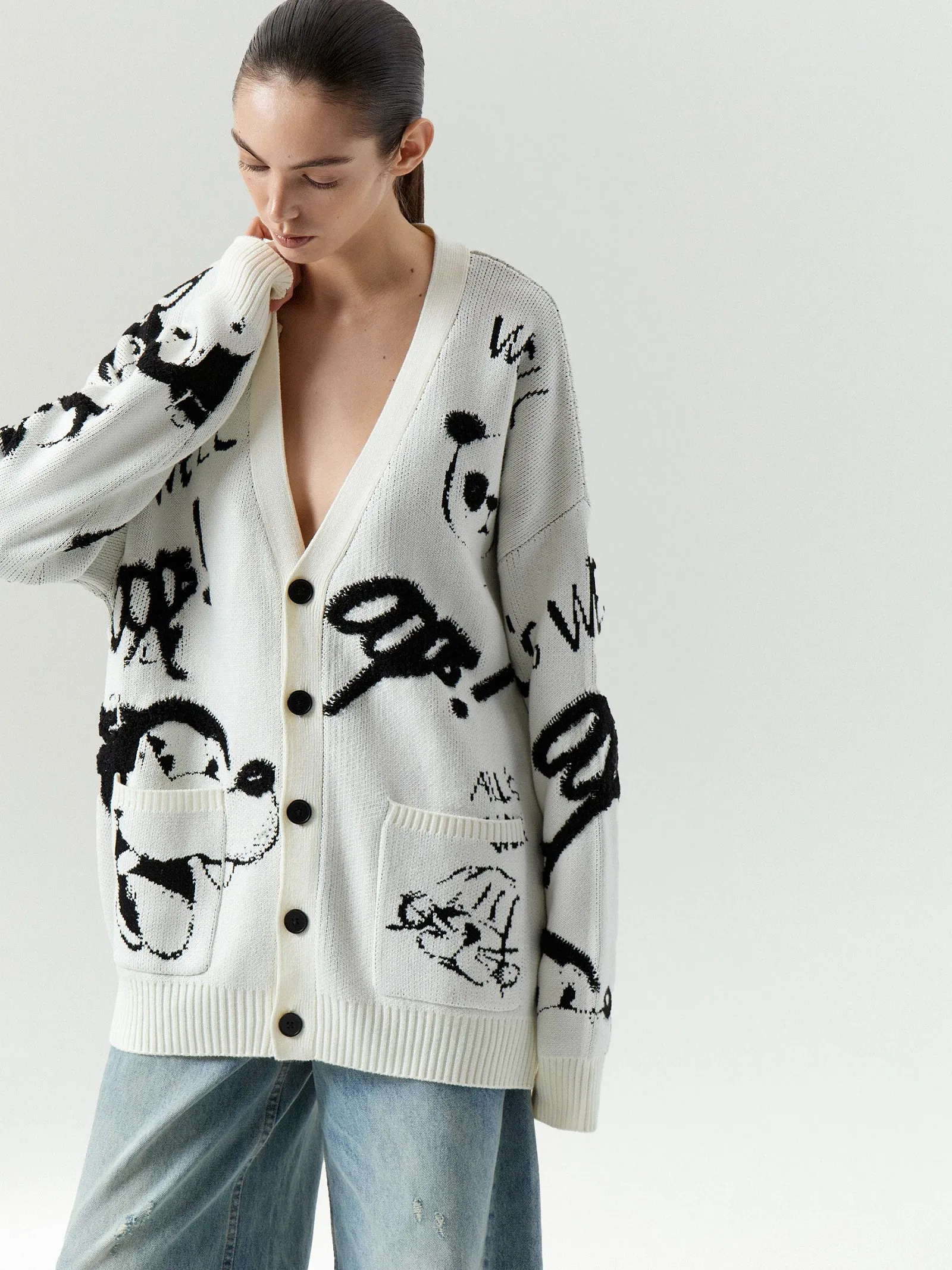 Кардиган oversize с принтом